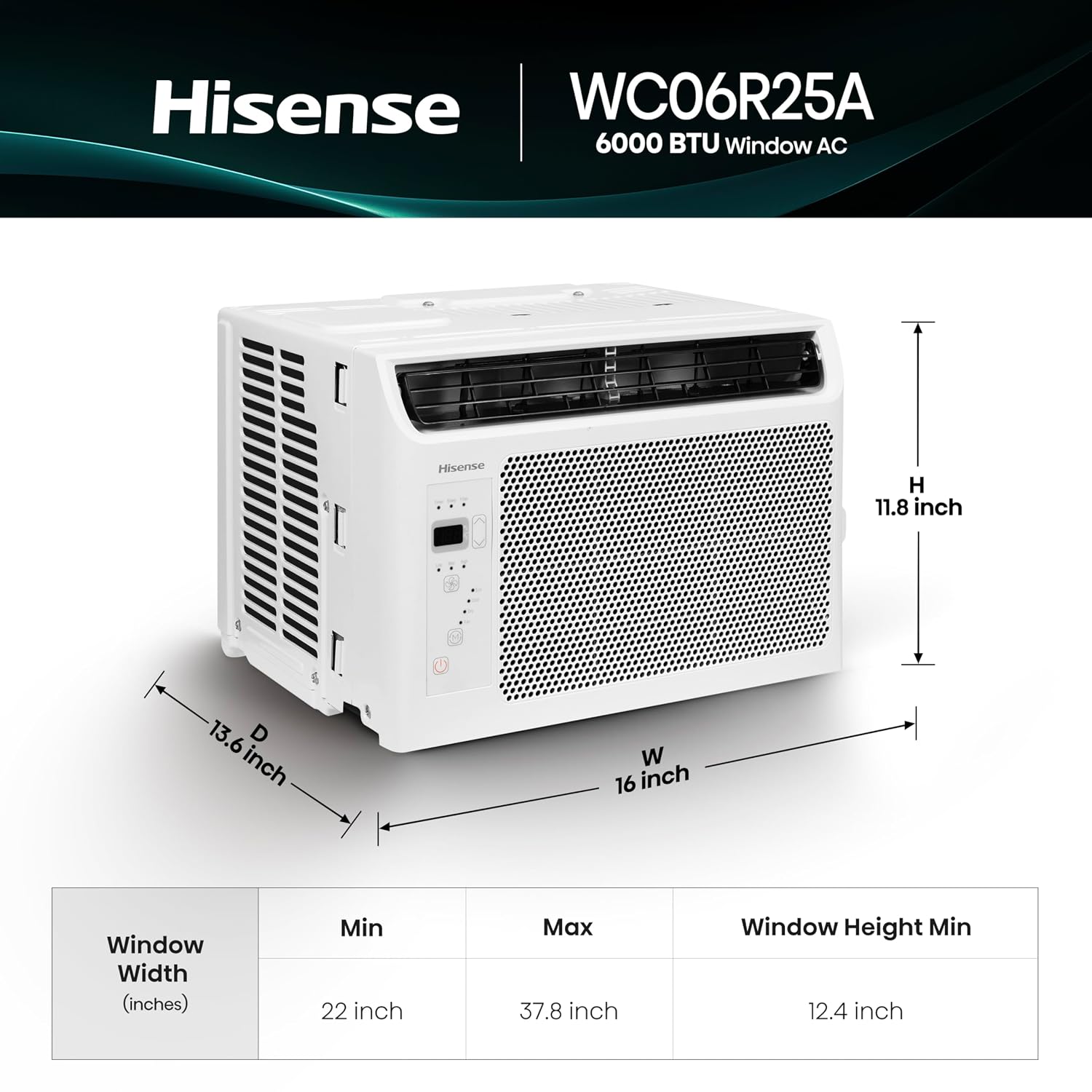 Hisense 6,000 BTU Window Air Conditioner, Easy Installation, Ultra Quiet, Easy-to-install Window Kit Included, White