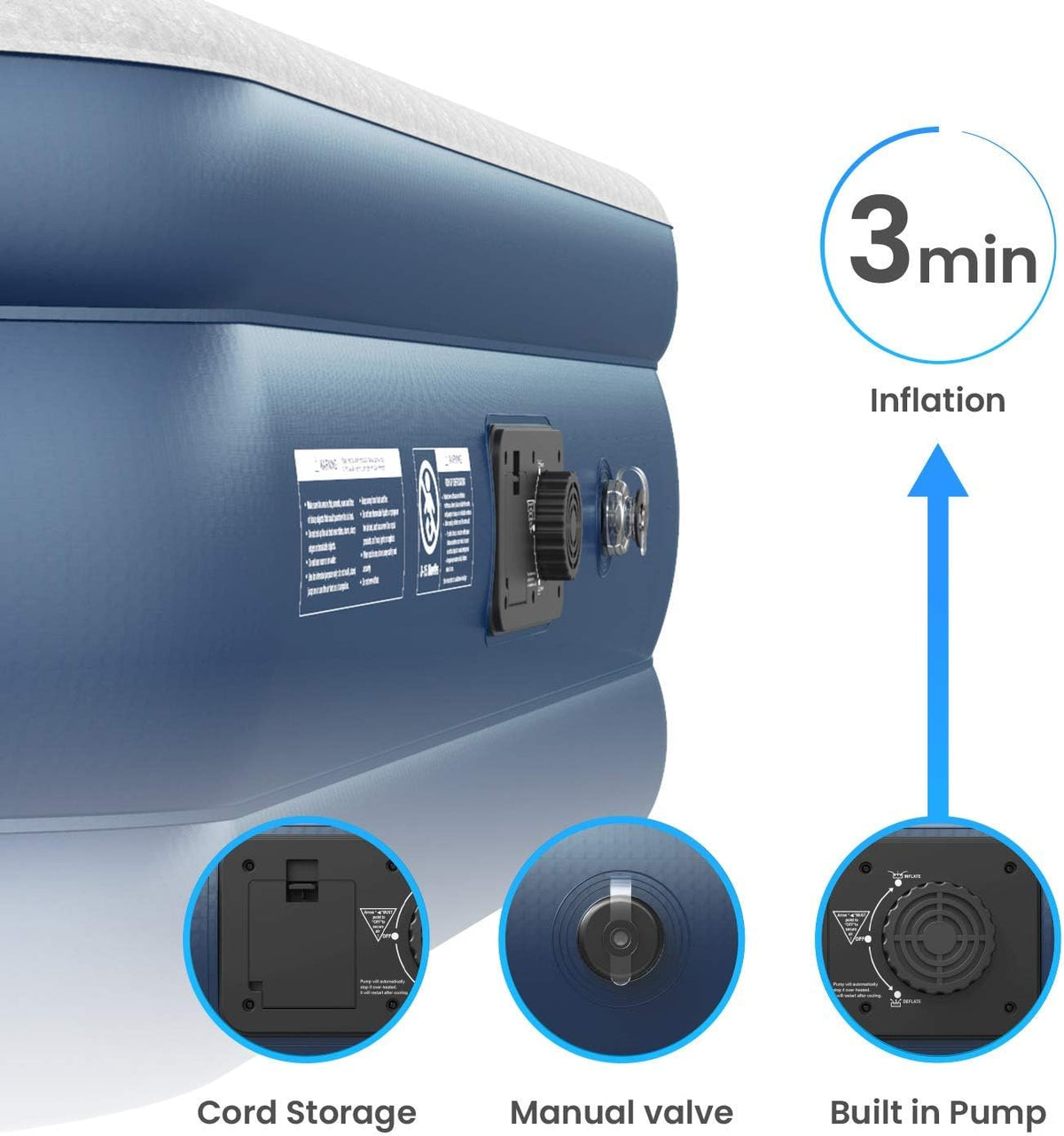 Active Era Premium 13" Queen Air Mattress with Built-in Electric Pump & Travel Bag
