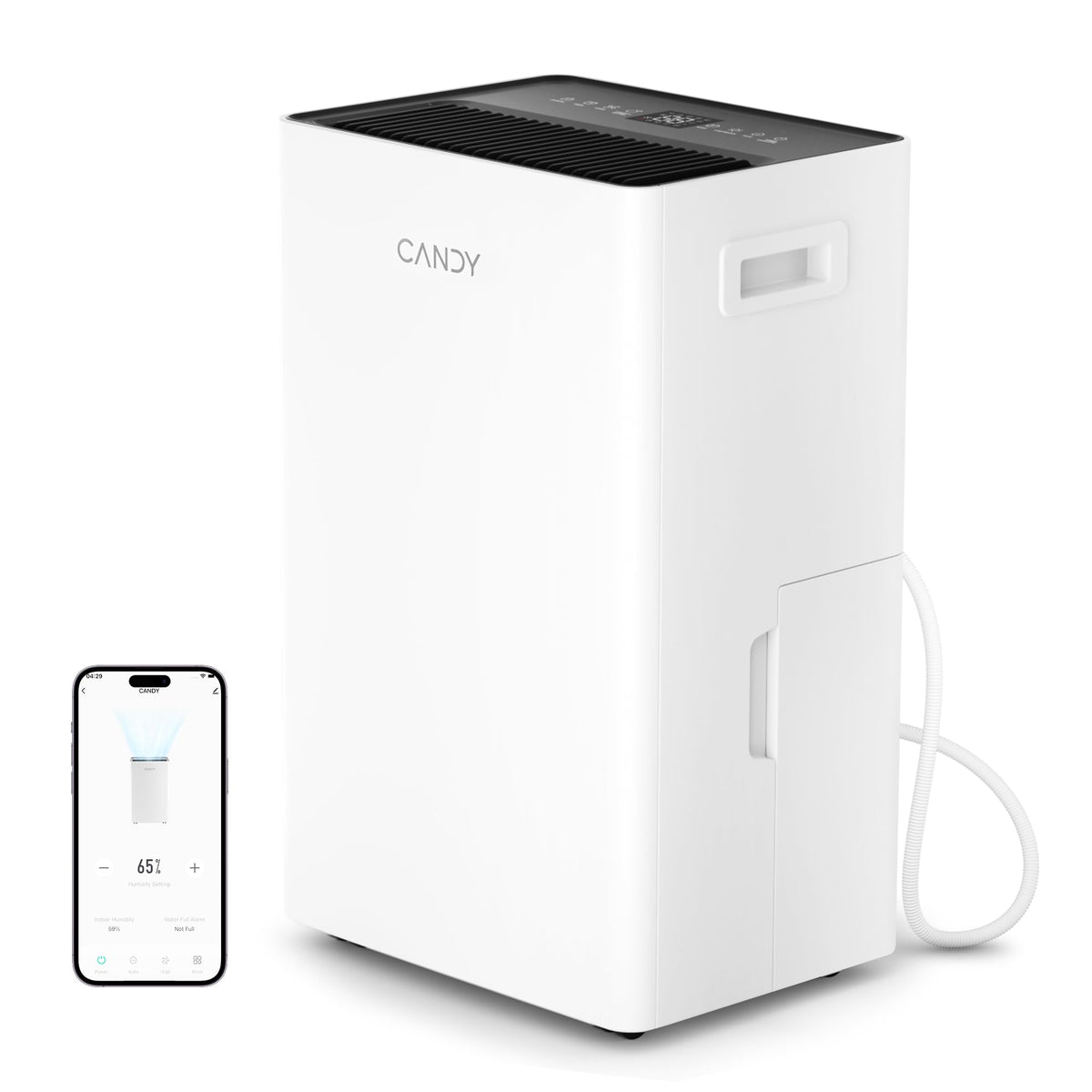 Candy 4500 Sq.Ft Dehumidifier for Basement 53 Pints Dehumidifiers for Home, White