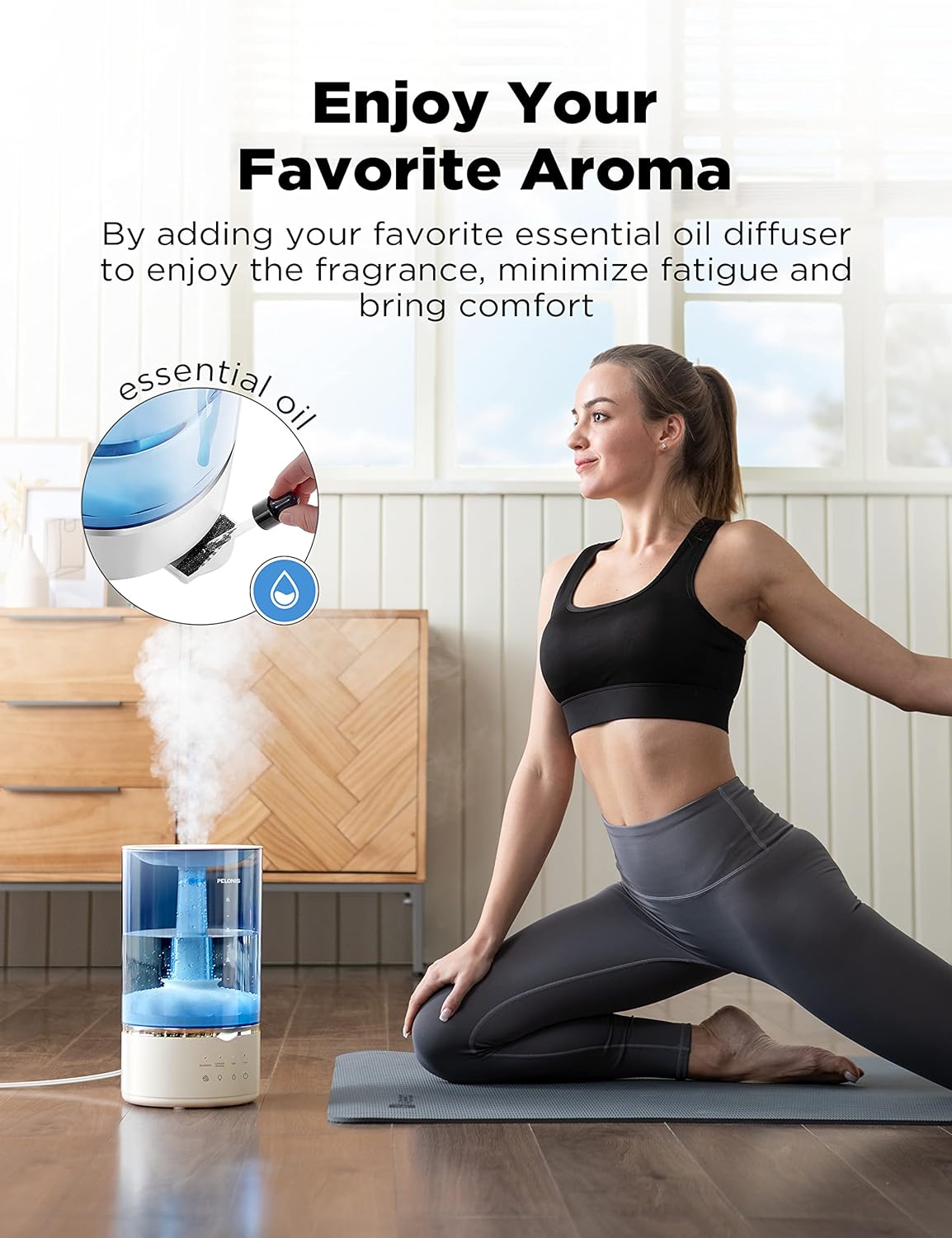 Pelonis Ultrasonic 4L Warm and Cool Mist Humidifiers for Large Room