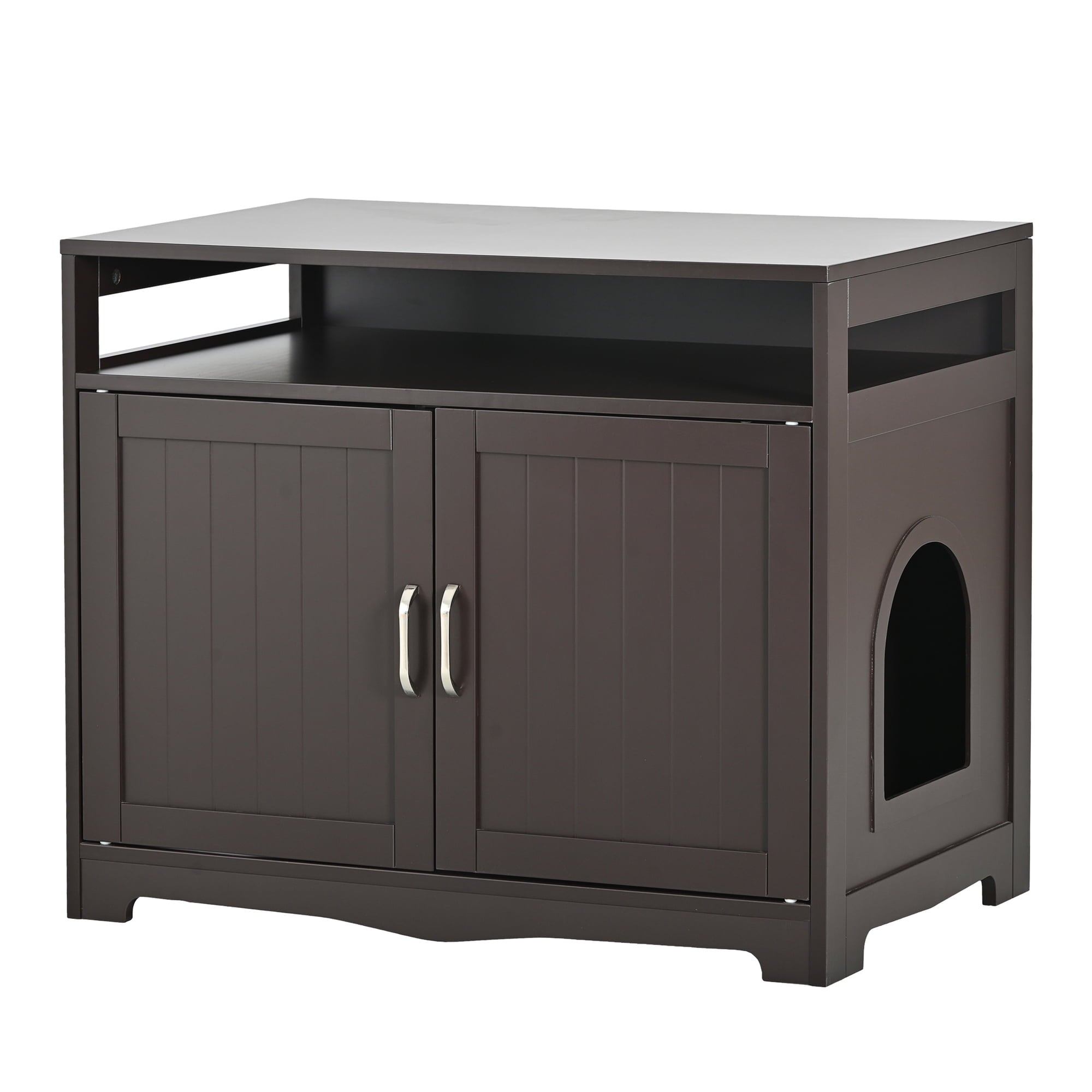 Cat Litter Box Enclosure with Hidden Plug and 2 Doors