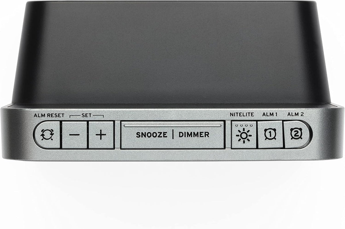 Timex Bedside Dual Alarm Clock with USB Charging, Nightlight, Snooze bar, dimmer Display and Battery Backup (T1200)
