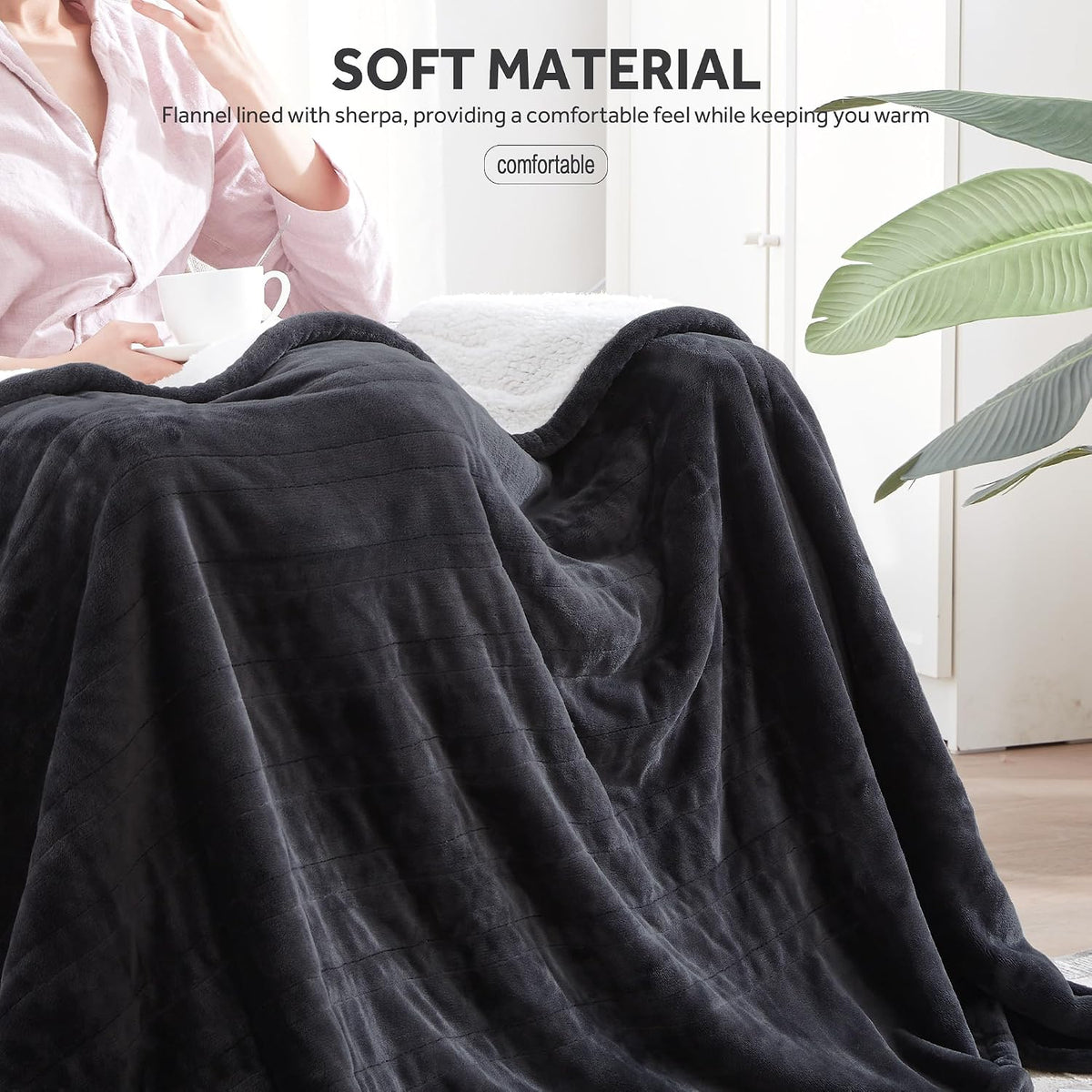Warmrest Electric Heated Blanket Throw 50" x 60", Heating Blanket Super Cozy, with 6 Heating Levels and 2-10 Hours Auto Shut Off