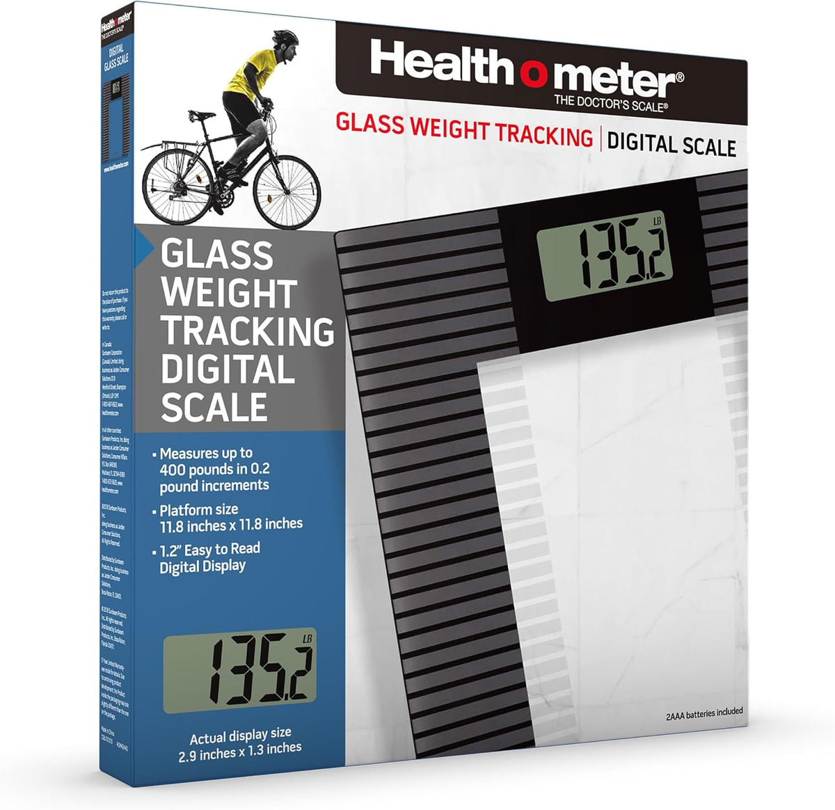 Health o Meter Glass Weight Tracking Digital Scale for Body Weight, Bathroom Scale, 2 Users, Accuracy & Precision, LCD Display, 400 lbs Capacity, Batteries Included Black Standard
