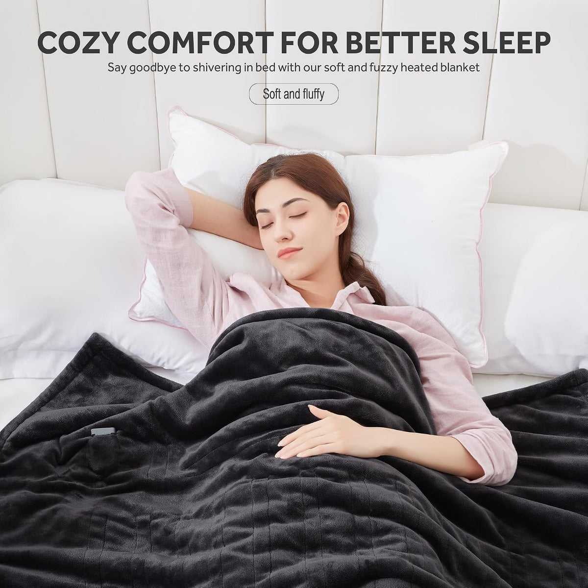 Warmrest Electric Blanket Heated Throw Blanket Soft Flannel, 6 Heat Levels Fast Heating, 1 to 10 Hours Auto-Off, Detachable Controller, Machine Washable