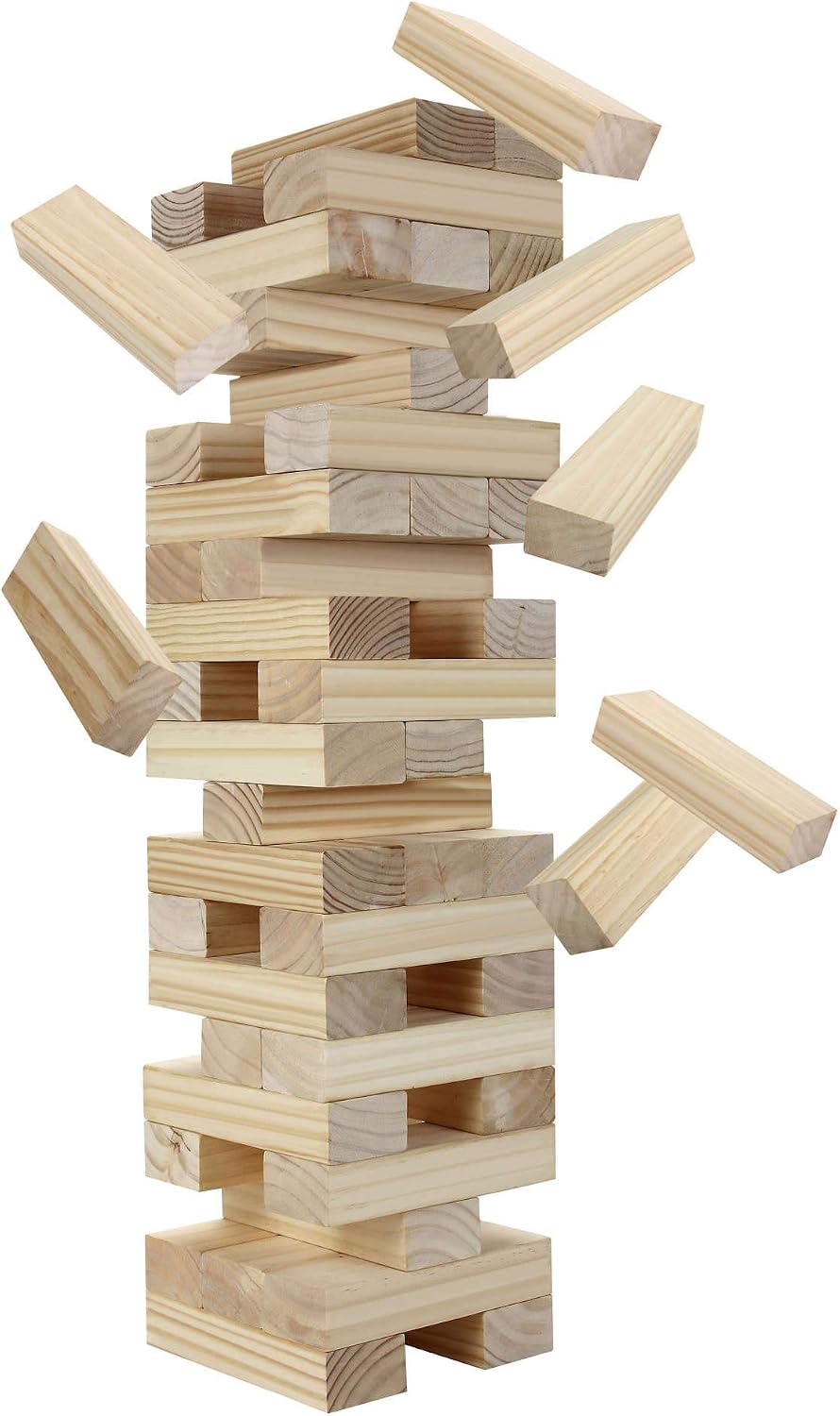 Block Out Wood Giant 27" Toppling Tower Stacking / Collapsing Set with Rip-Resistant Bag, 54 Handcrafted Pine Blocks