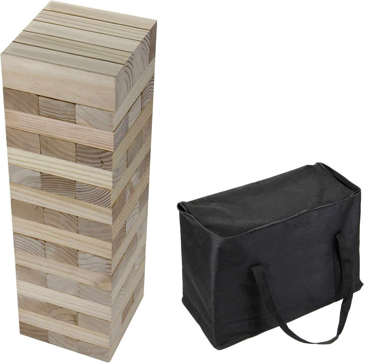 Block Out Wood Giant 27" Toppling Tower Stacking / Collapsing Set with Rip-Resistant Bag, 54 Handcrafted Pine Blocks