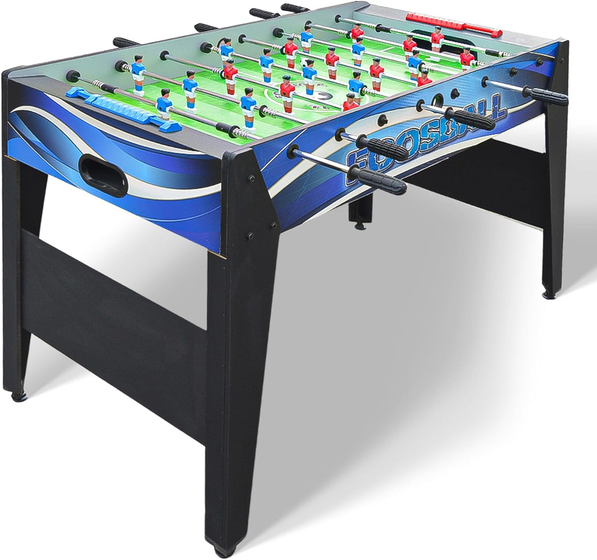 Hathaway Allure 48 inch Foosball Table for Family Game, Arcade or Rec Rooms - With Smooth Playfield, Dual Abacus Scoring, Auto Ball Return, Sturdy Leg Levelers & Foosball Balls Black & Blue