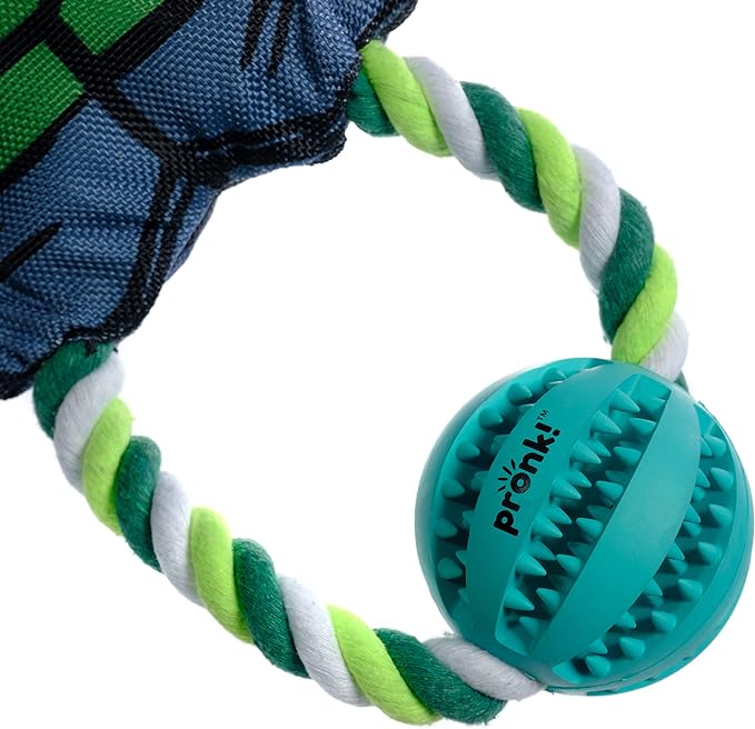 Pronk! Pets Garden Gnome Holding Bird 14-Inch Durable Soft Plush Squeaky Rope Dog Toy