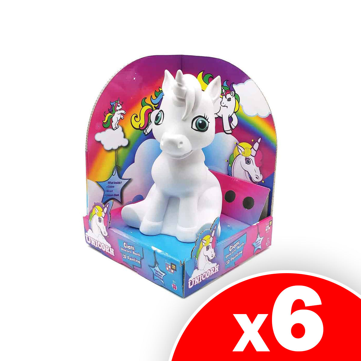 AMAV Unicorn Bank- DIY Paint Your Own Unicorn, 6 Pack