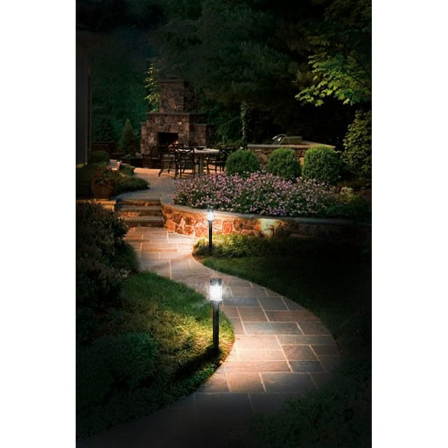 Bright Living 23" Solar Power LED Stainless Steel Landscape Pathway Lights, 12 Pack
