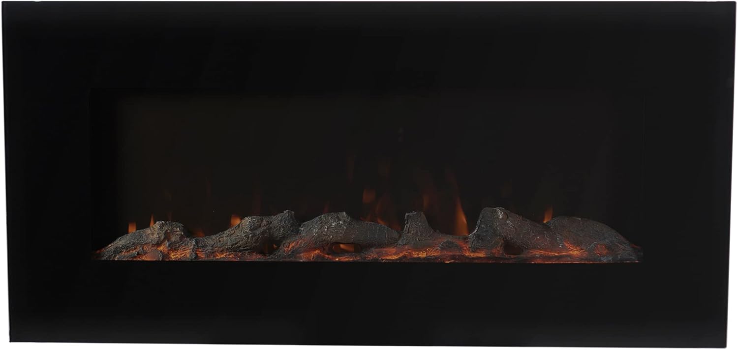 Eden Branch Heating Wall Mounted & Stand, with Bluetooth Speaker, Crystals/Log Flame Effect, Black - 42