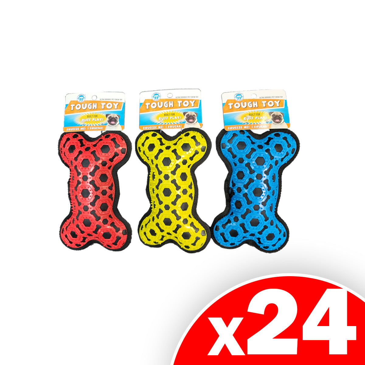 Tuff Toys Bone (Assorted Colors), 24 Pack of Singles