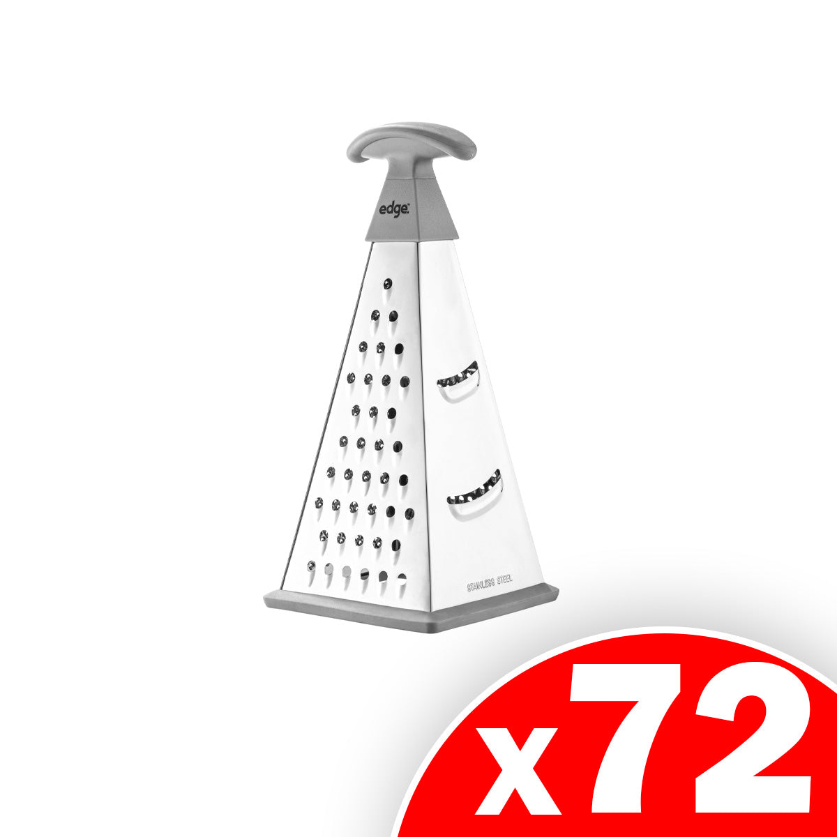 10 Stainless Steel 4 Sided Cone Grater with Silicone Non Skid Base and TPR Handles, Charcoal, 72 Pack