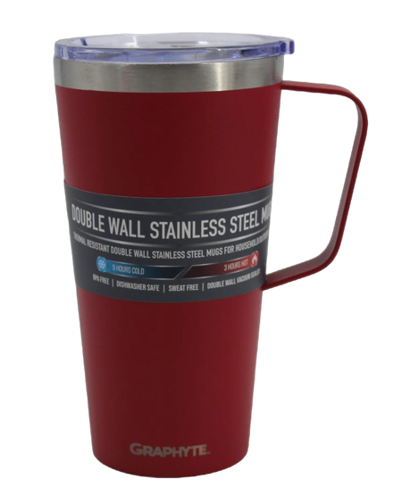 GRAPHYTE Double Wall Vacuum Insulated Stainless Steel Mugs with Handle and Slider Lid, Assorted Colors and Sizes