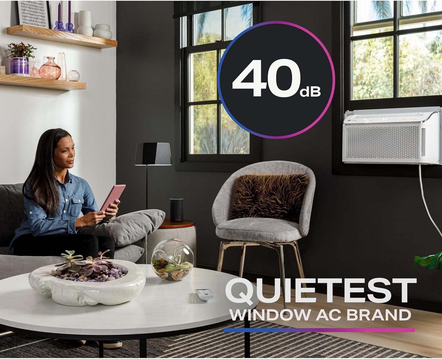 GE Profile Ultra Quiet Window Air Conditioner 6,200 BTU, WiFi Enabled, Ideal for Small Rooms, Easy Installation with Included Kit, 6K Window AC Unit, White (Refurbished)