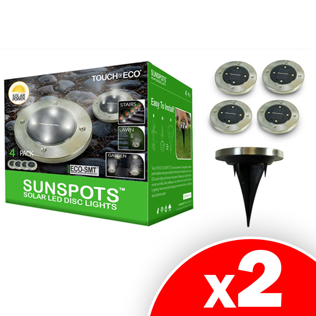 Touch Of ECO Solar SUNSPOT 8-Pack Disc Lights