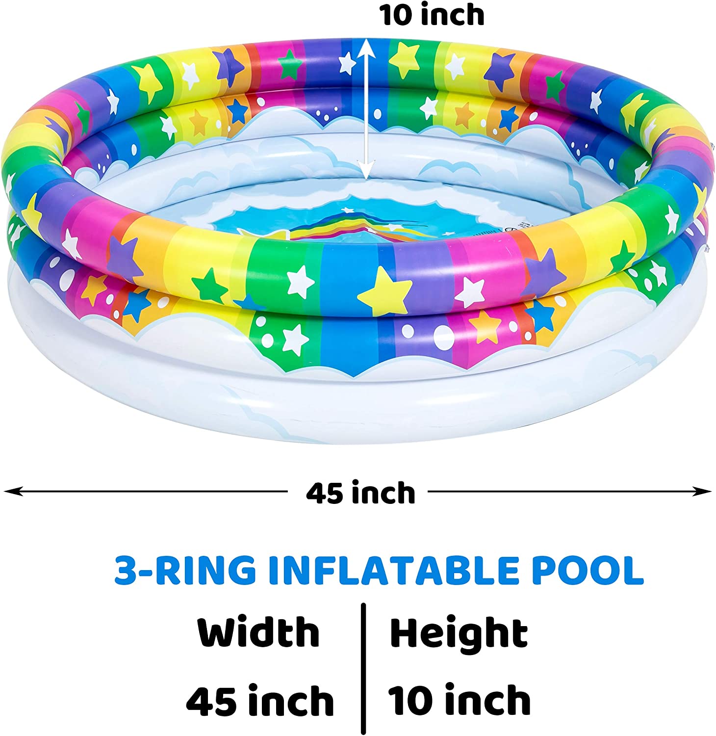 2 Pack 45'' Unicorn Rainbow & Rainbow Inflatable Kiddie Pool Set