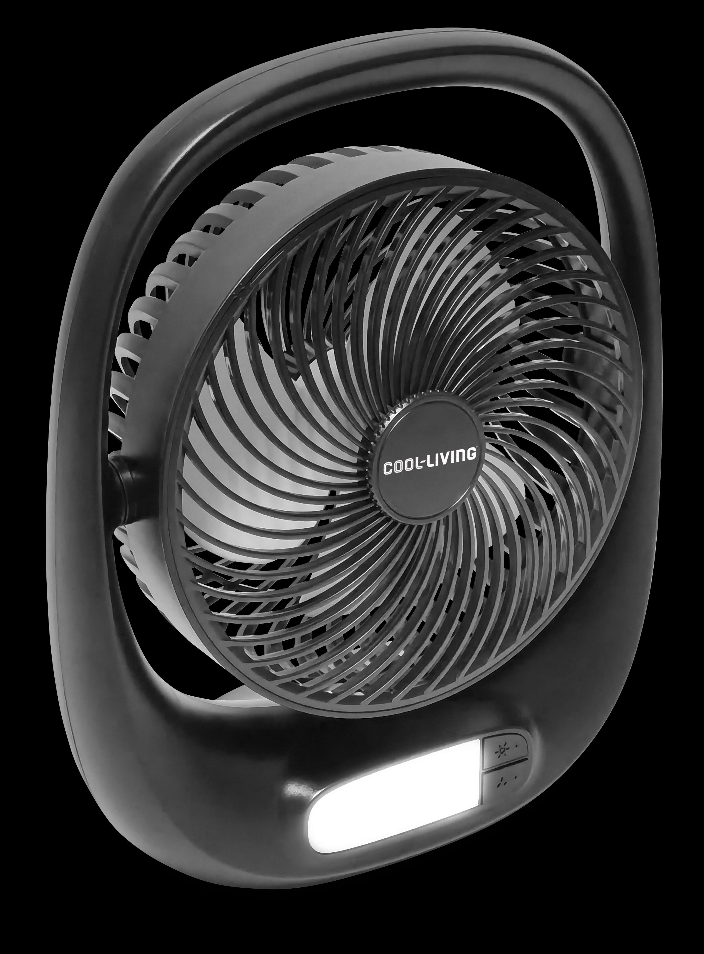 Portable Rechargeable Fan with LED Night Light, Asst Black, Silver, & White