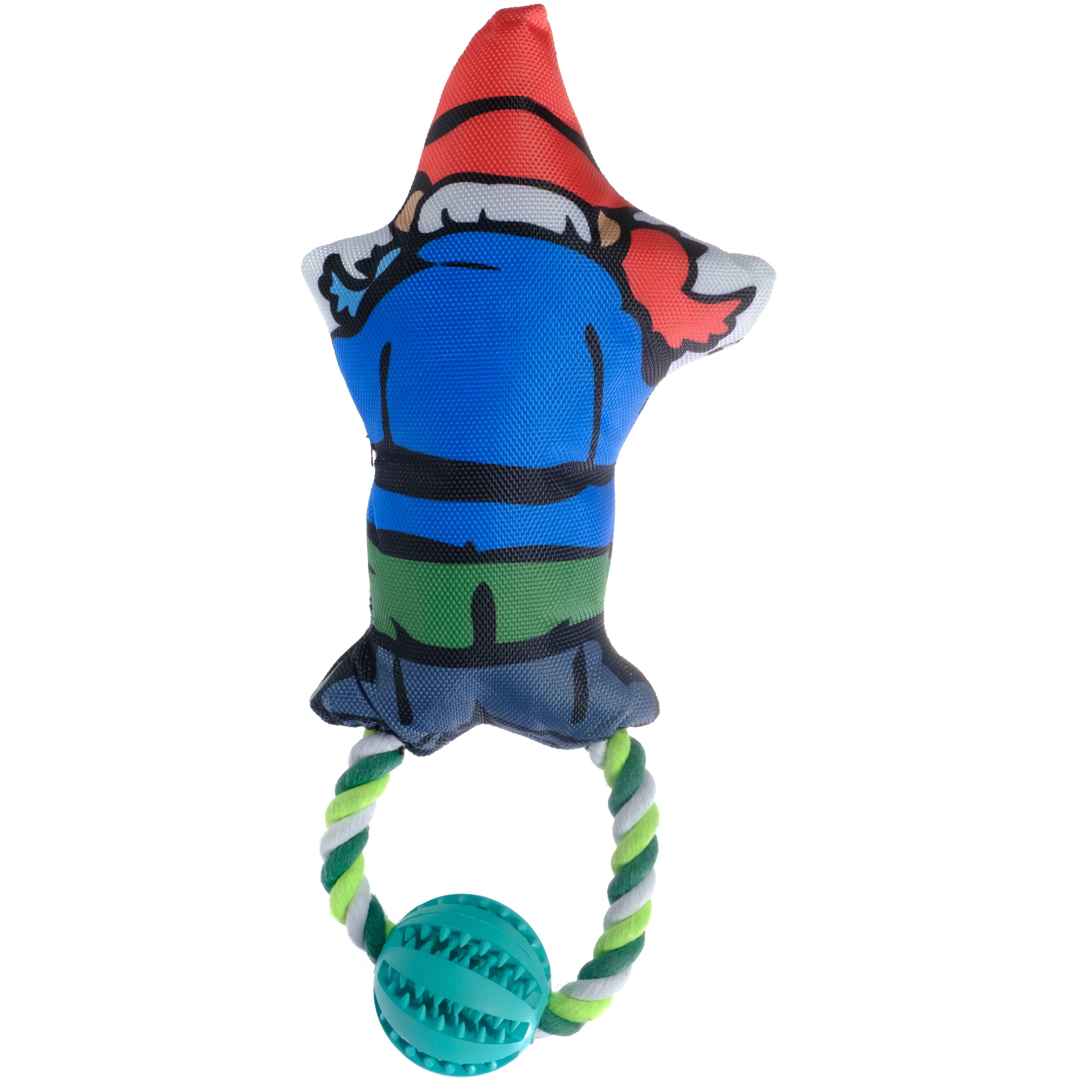 Pronk! Pets Garden Gnome Holding Bird 14-Inch Durable Soft Plush Squeaky Rope Dog Toy