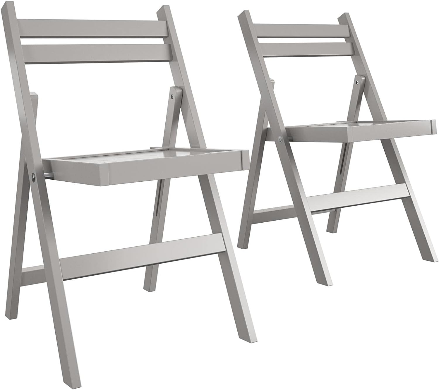 CoscoProducts COSCO XL Wood Slat Back Folding Chair, 2-Pack, Gray Grey