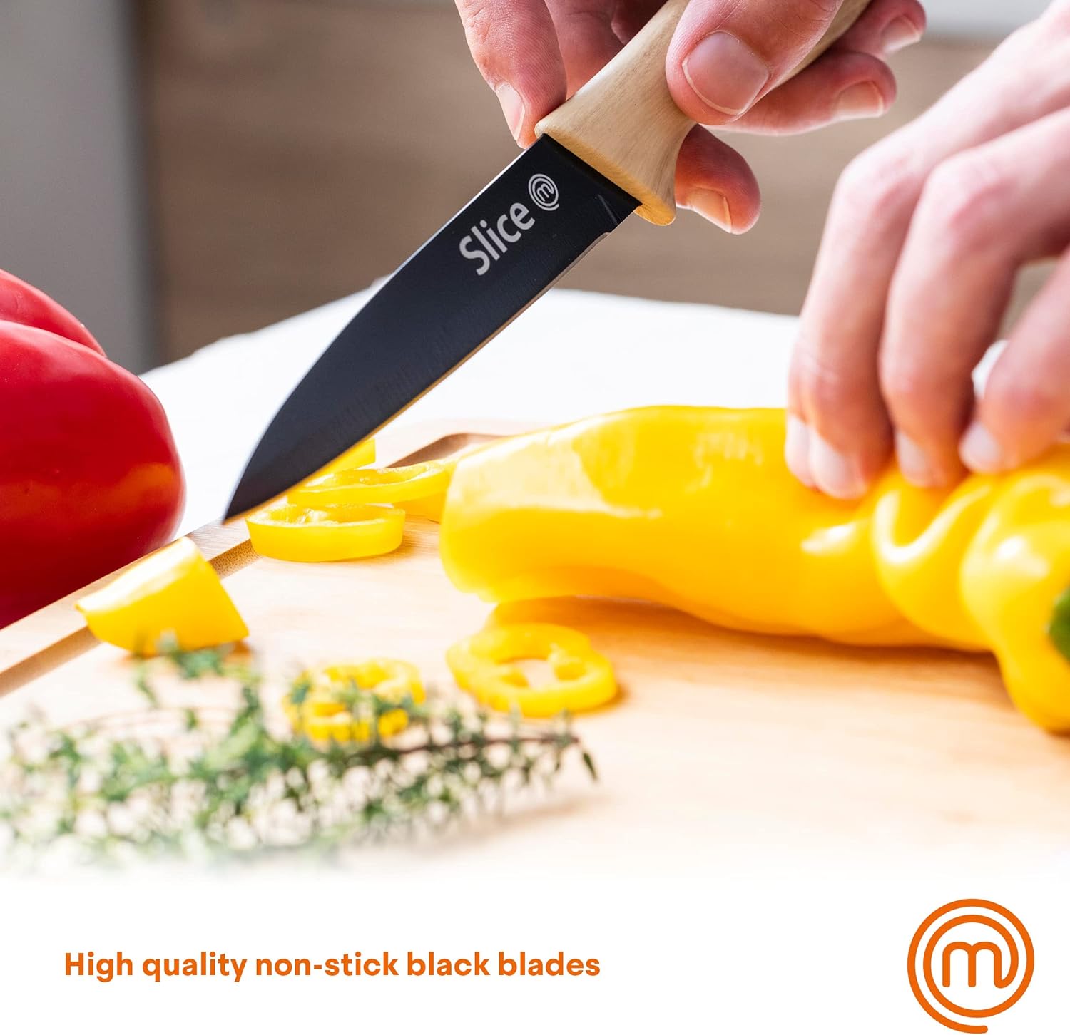 MasterChef Knife Set of 3 Kitchen Knives for Cooking with Non Stick Blades & Soft Touch Handles