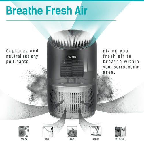 PARTU Air Purifier for Dust, Smoke, Pets Dander, Pollen, Odors