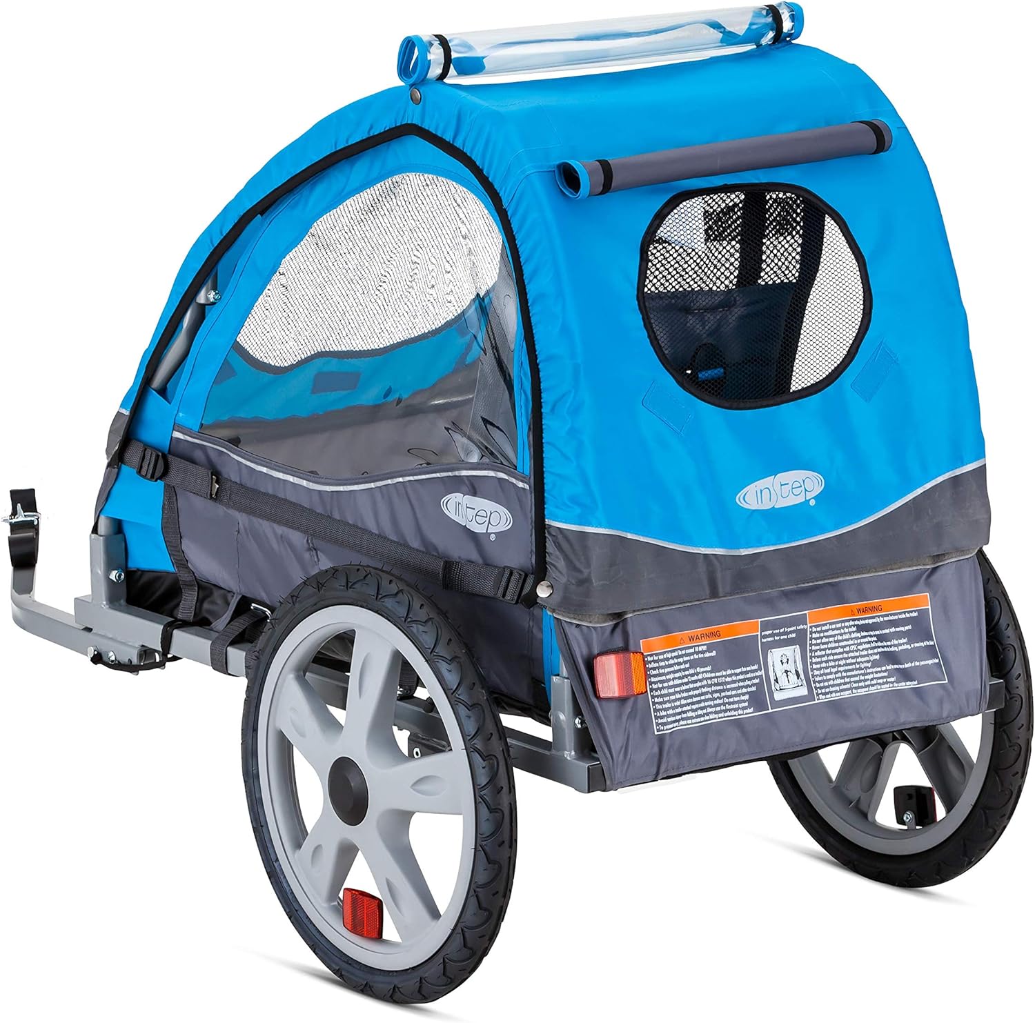 Instep Bike Trailer for Toddlers, Kids, 2-In-1 Canopy Carrier, Single Seat Bike Trailer, Blue