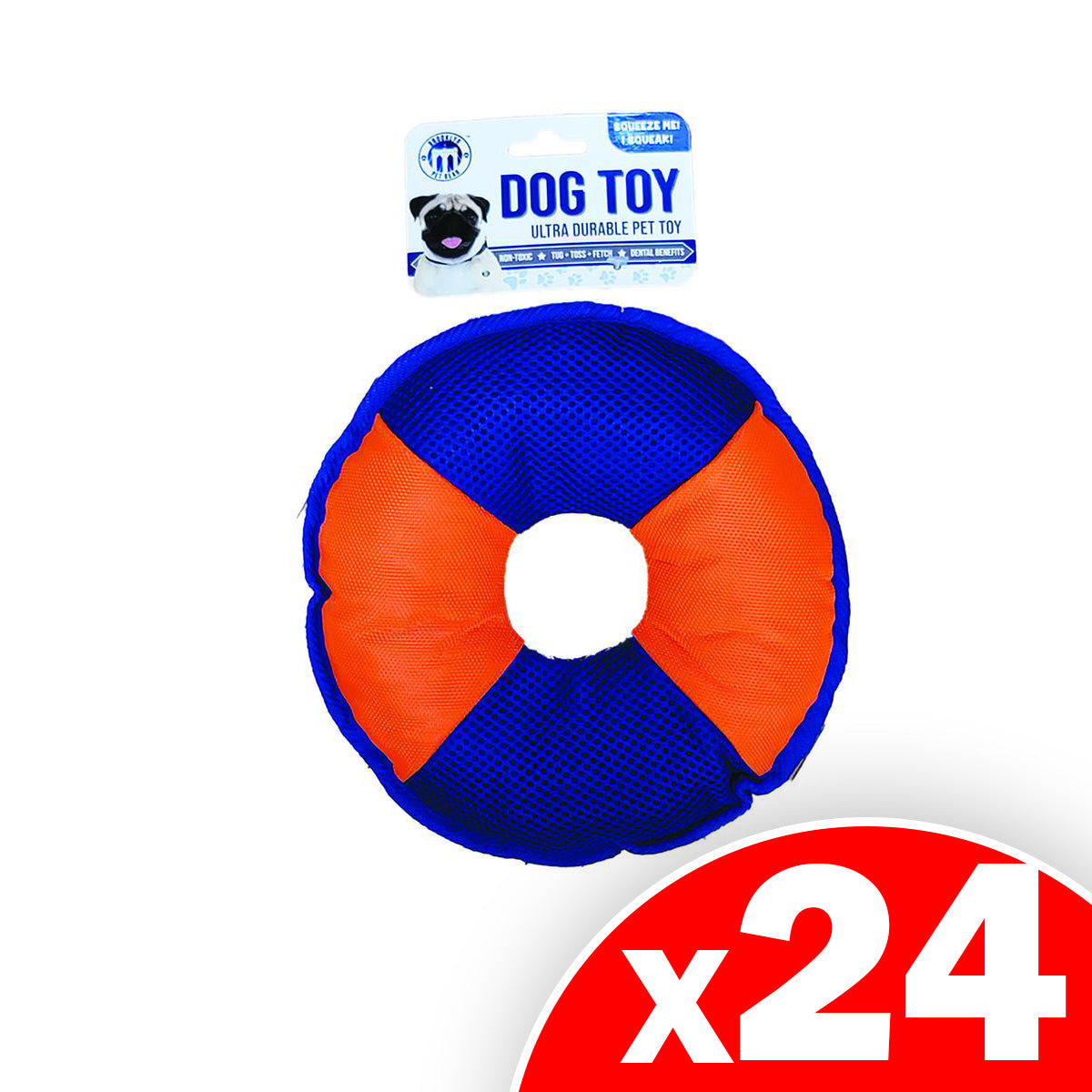 Nylon Mesh Ring Dog Toy, Assorted Colors, 24 Pack