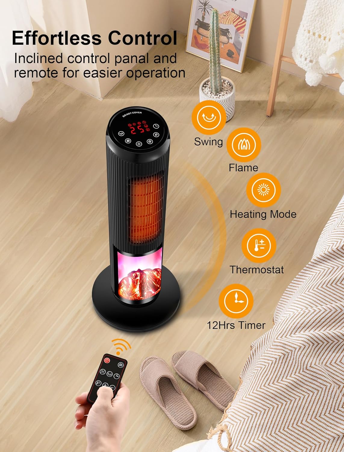 TRUSTECH 25" 1500W Portable electric Tower Heater with Remote