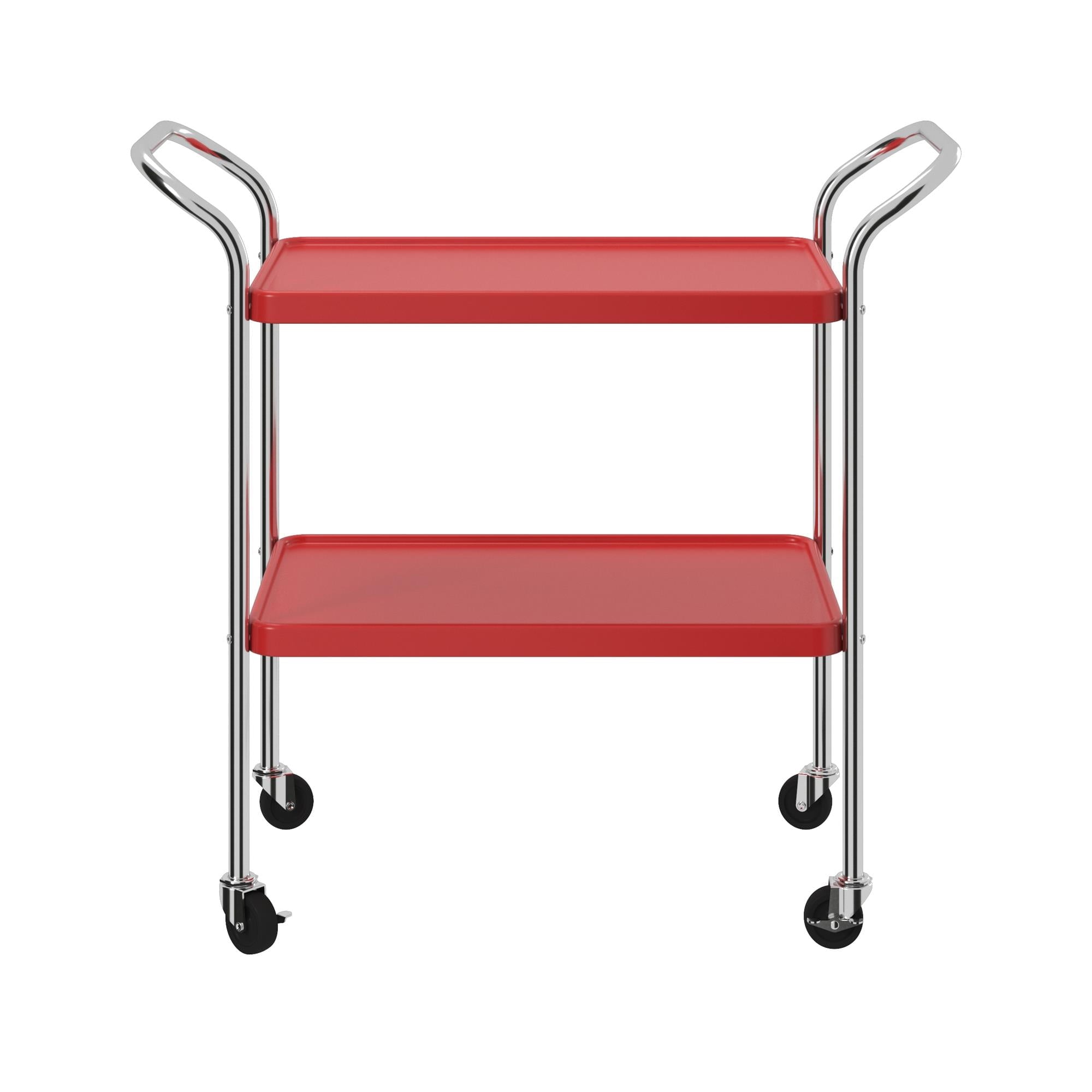 COSCO Stylaire 2 Tier Serving Cart, Red & Silver