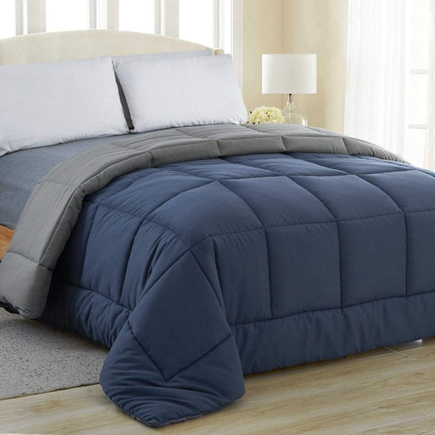 Equinox International Two Way Cotton Navy Blue/Charcoal Grey Quilted Comforter