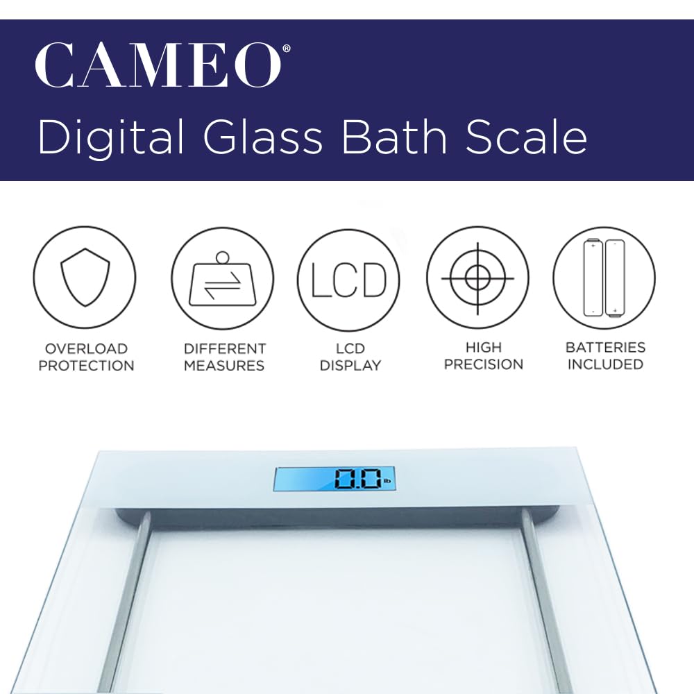 Bathroom Scale for Body Weight, Bathroom Body Scale with a Large LCD Backlight Display and Tempered Glass, Batteries Included, 400lbs