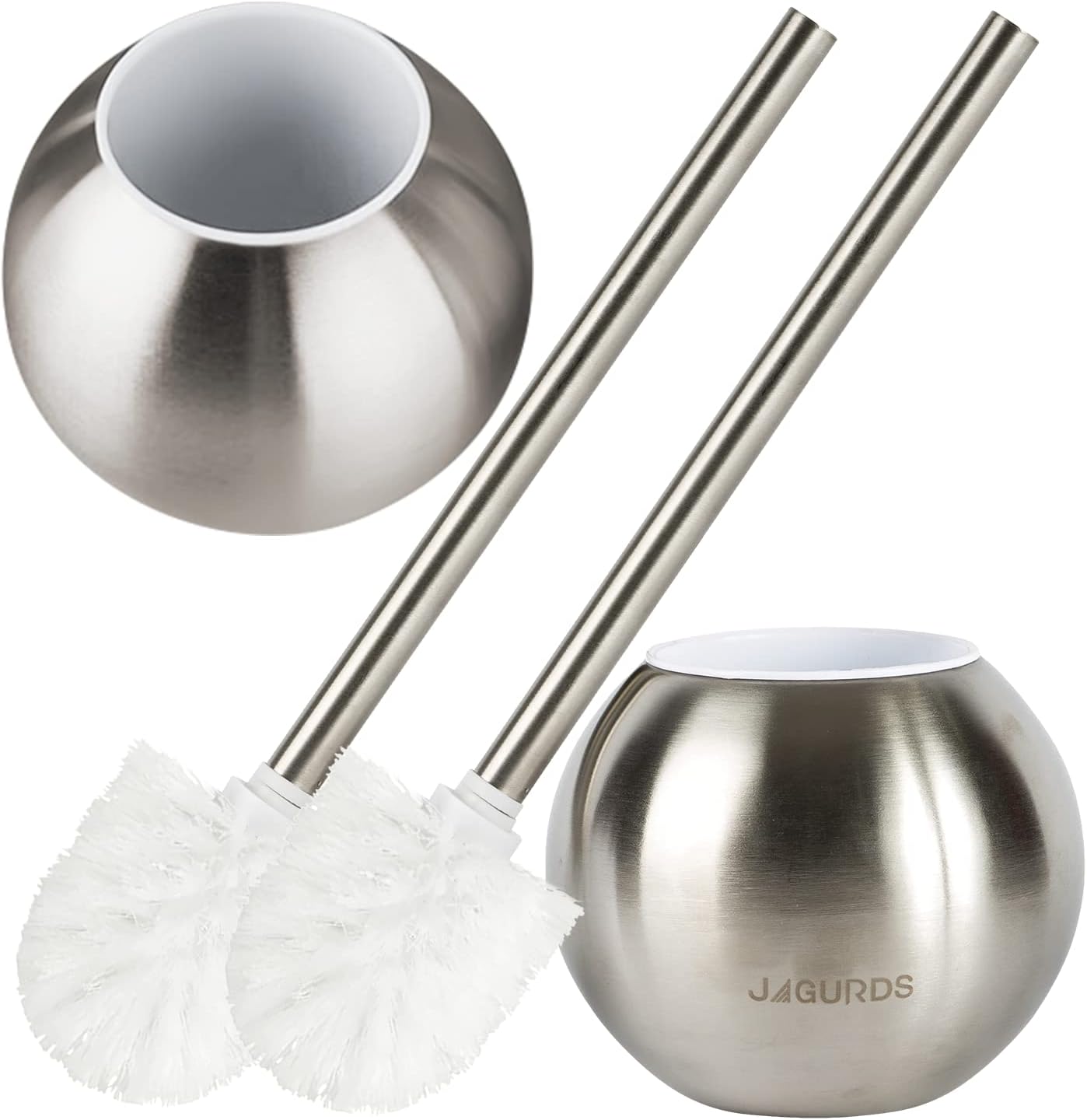 Jagurds Toilet Brush and Holder, 2 Pack, Stainless Steel