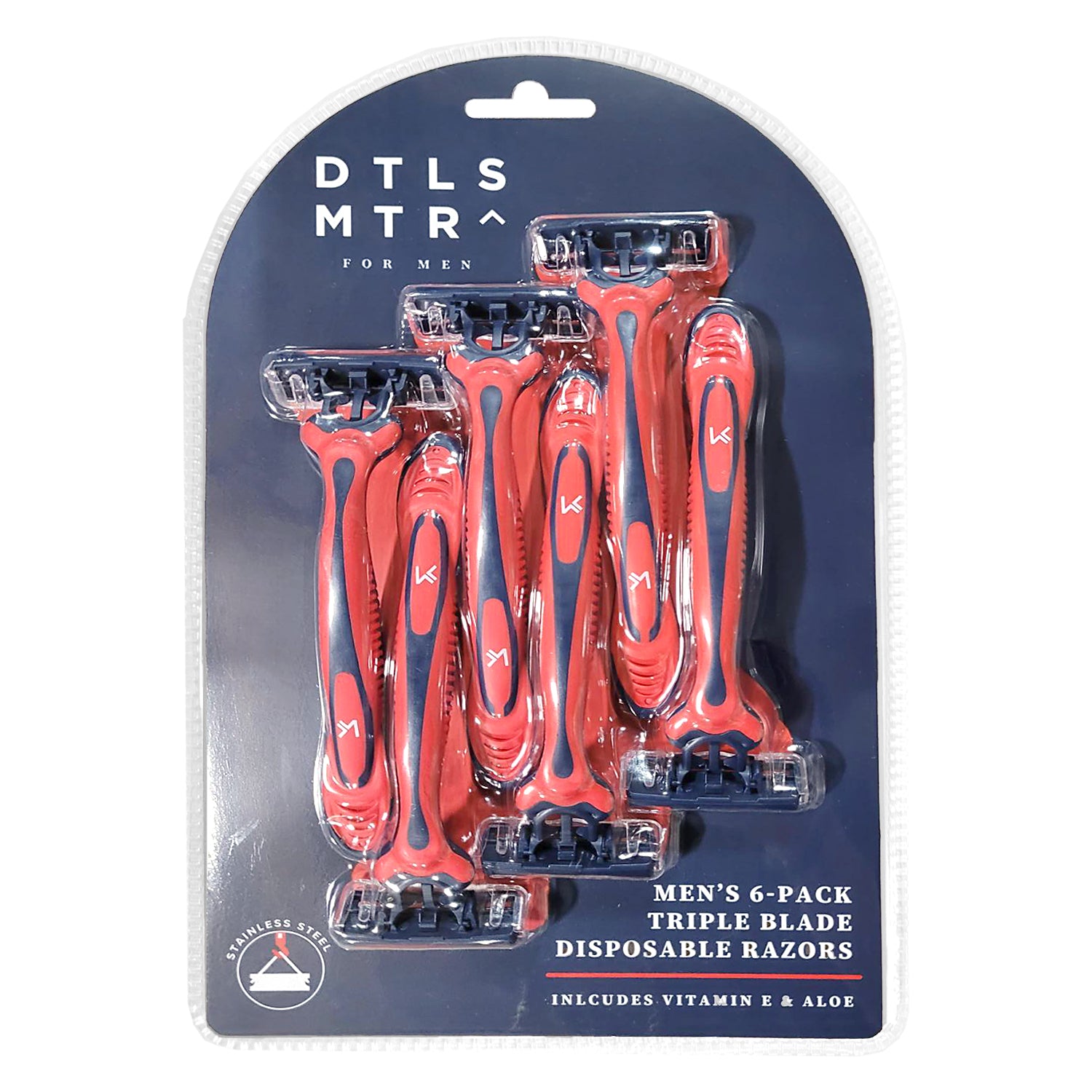 Men's 6pk-Disposable Razors Triple Blade Aloe & Vitamin E (Red/White)