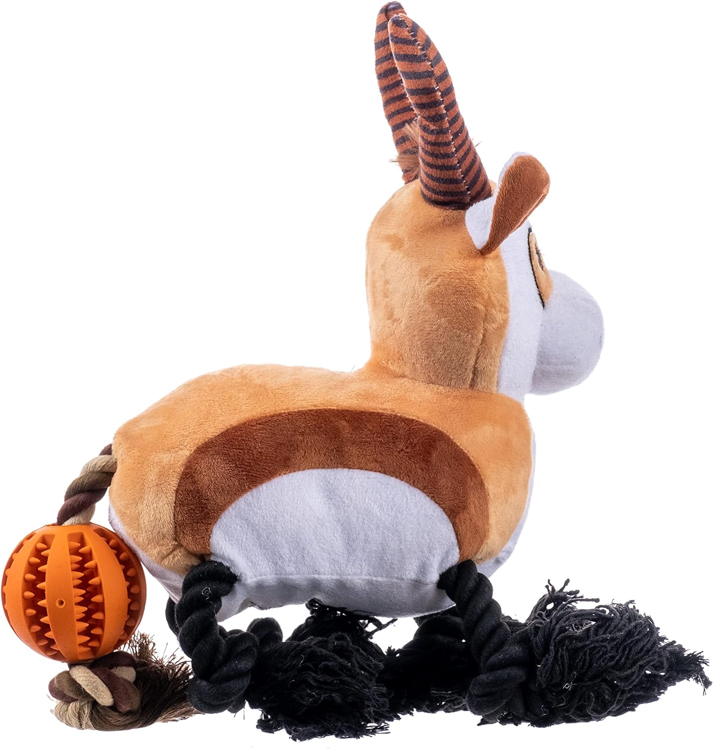 Springbok Antelope 12 x 8 Inch Durable Soft Plush Squeaky Rope Dog Toy, 8 Pack