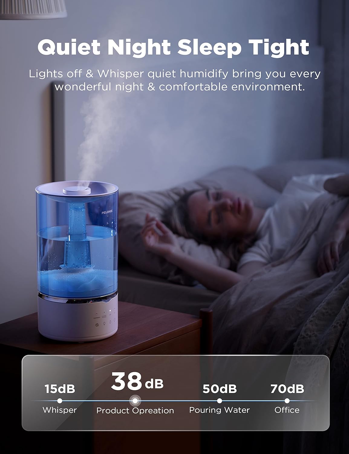 Pelonis Ultrasonic 4L Warm and Cool Mist Humidifiers for Large Room