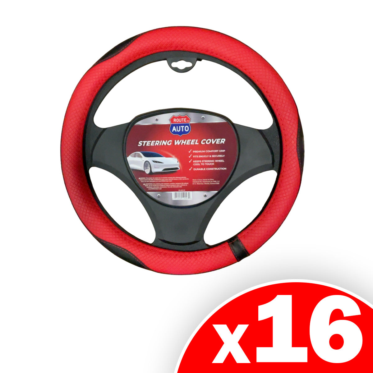 Route Auto 15" Anti Slip Steering Wheel Cover, 16 Pack