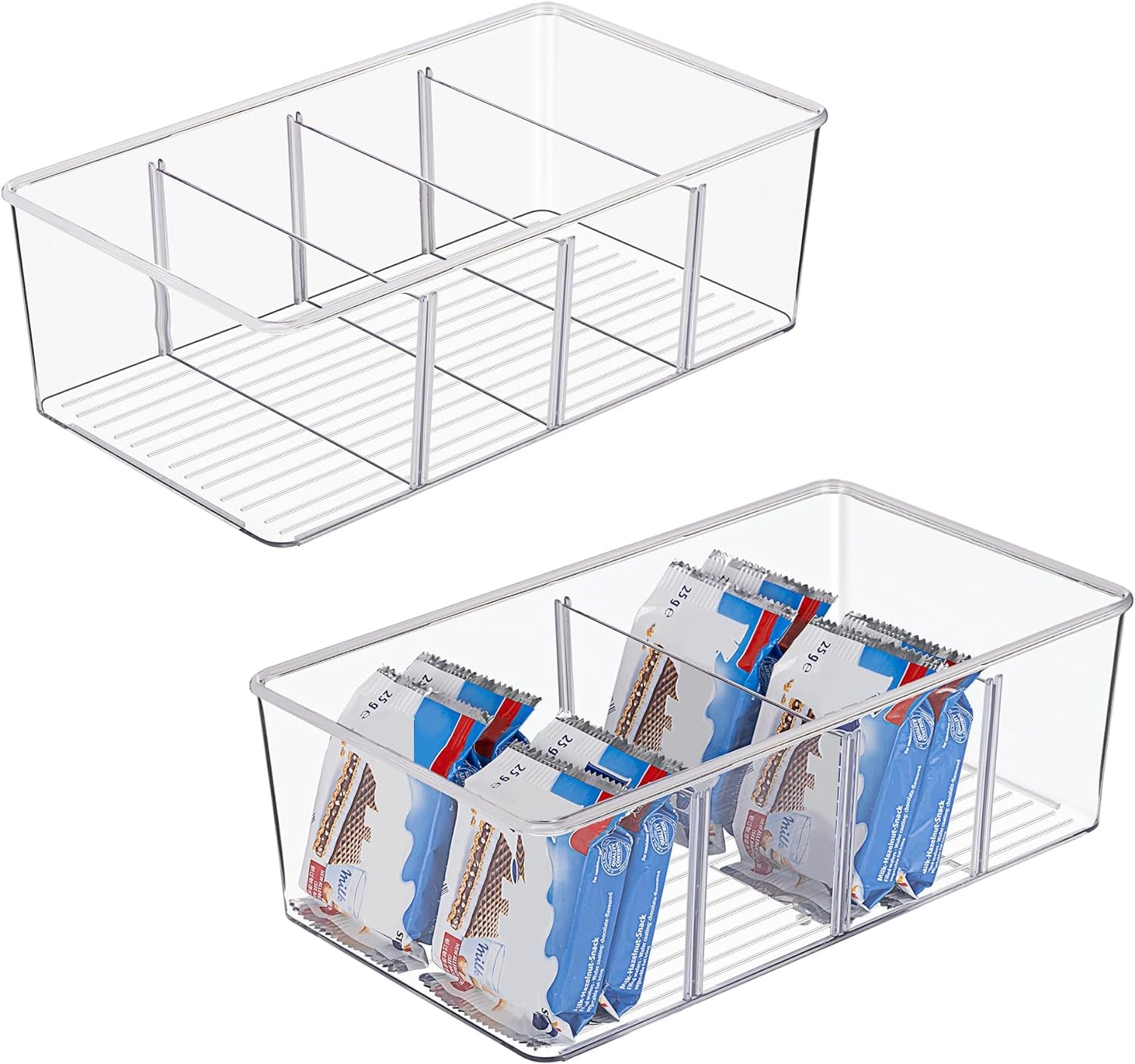 ClearSpace Plastic Pantry Organization and Storage Bins with Dividers (4 Pack)