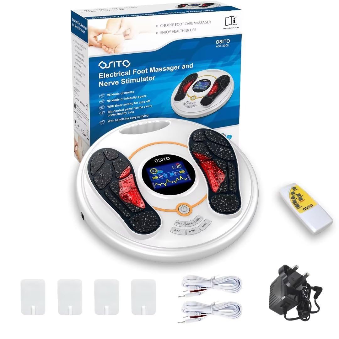 Foot Nerve Muscle Massager with EMS & TENS, Electric Foot Stimulator with  Remote Control & 4 TENS Pads, EMS Foot Massager for Neuropathy and Plantar  Fasciitis