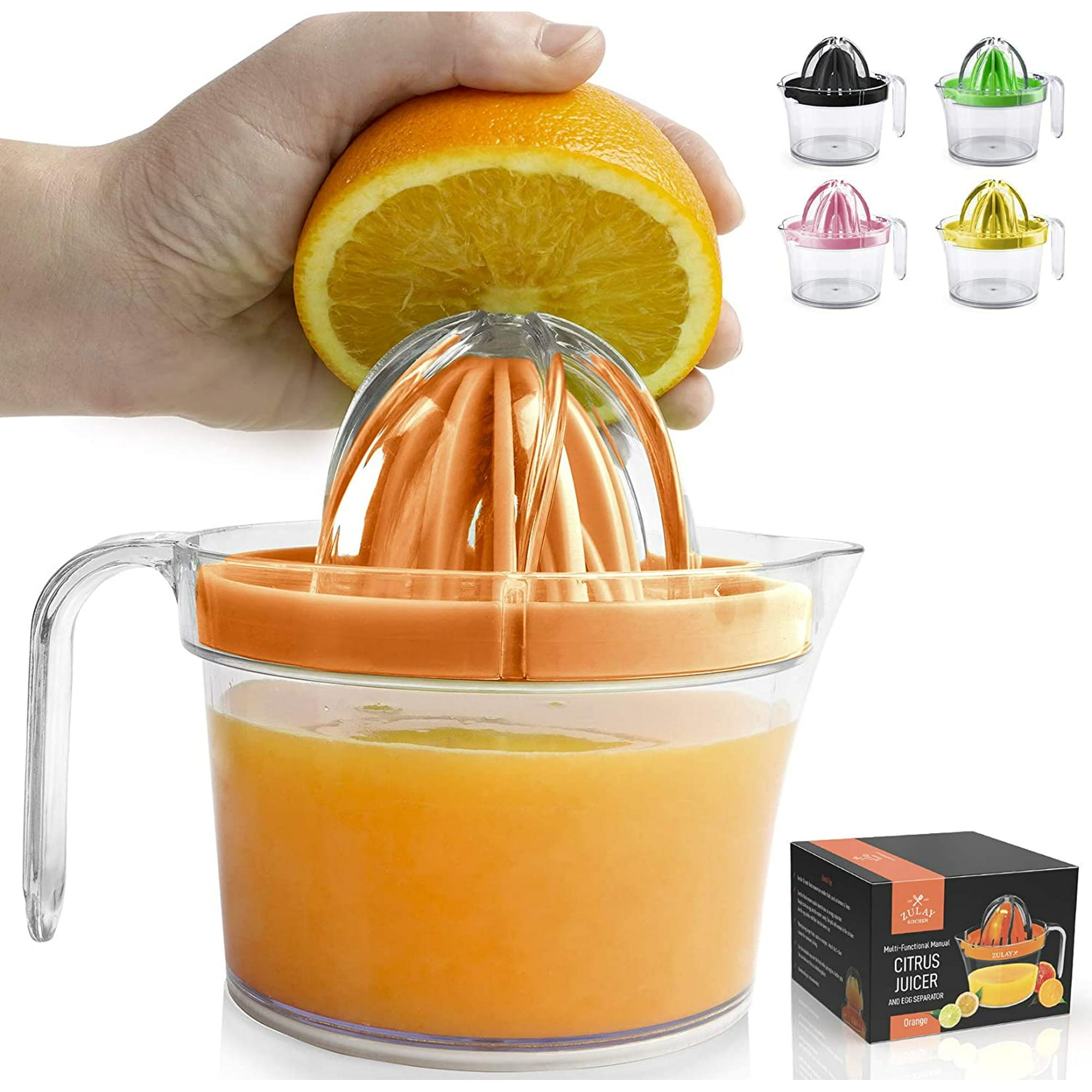 Zulay Kitchen 3-in-1 Citrus Juicer Reamer Cup 17oz Lemon Squeezer Orange Juicer Extractor Orange