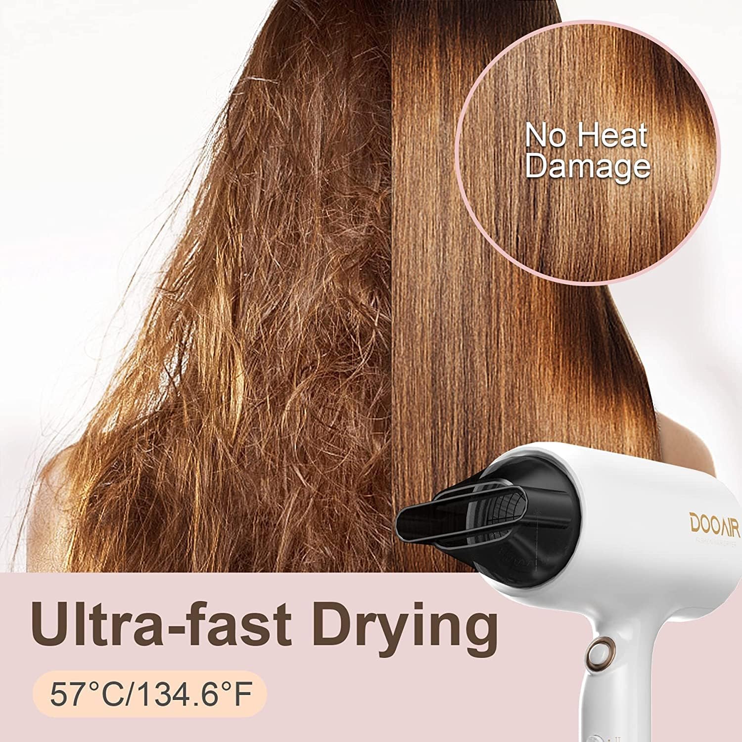 Dooair Ionic Hair Dryer with Diffuser, Comb and Concentrator