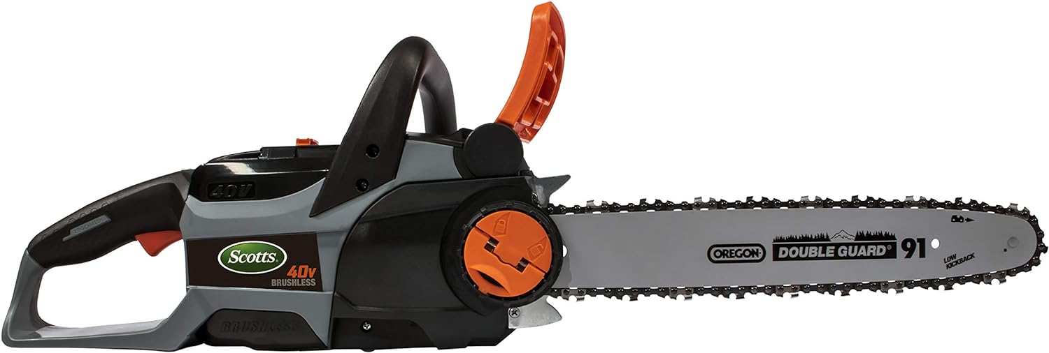 Scotts LCS31140S 14 in. 40-Volt Lithium Ion Cordless Chainsaw, 2Ah Battery and Charger Included