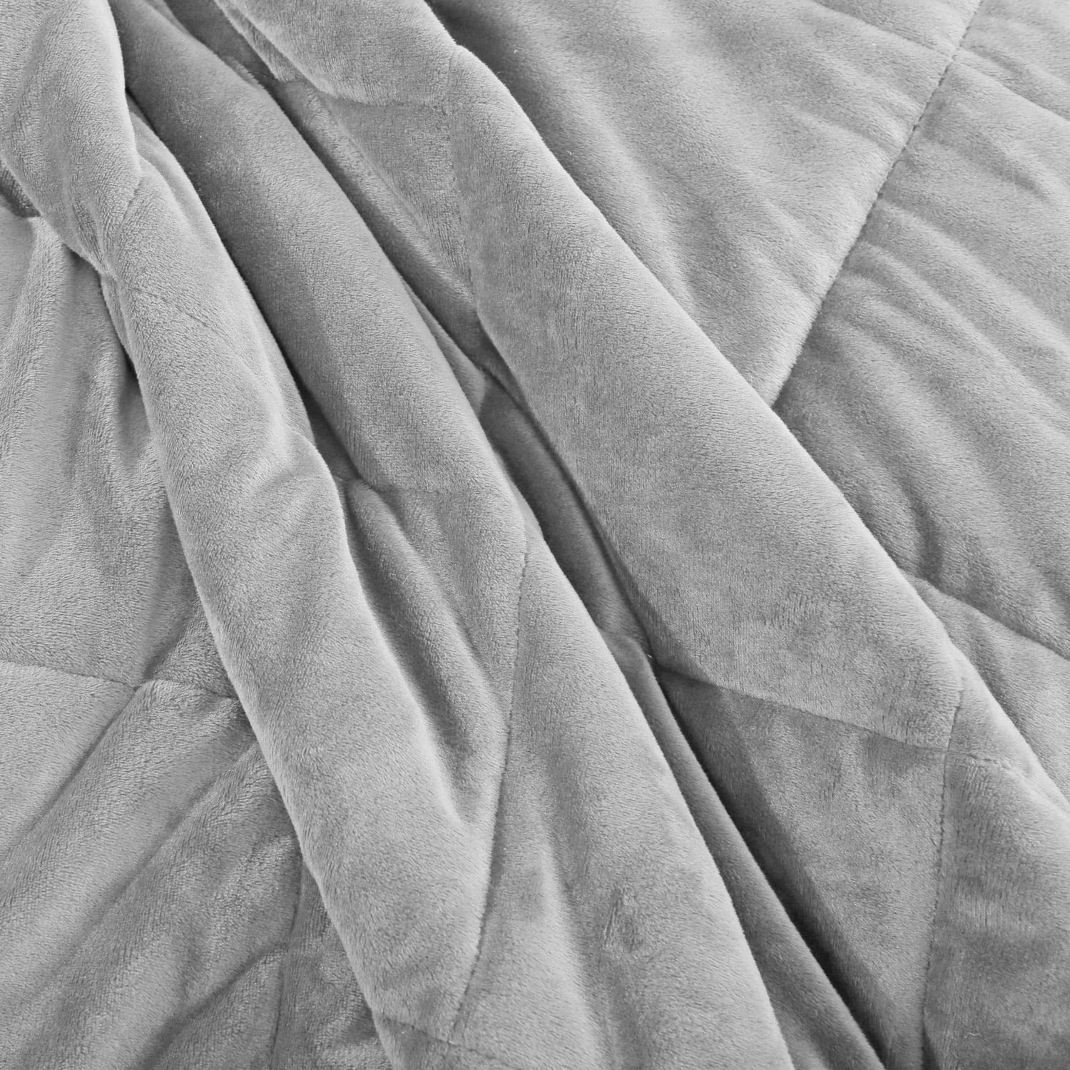 Sedona House 15lb Silky Velvet Weighted Blanket, Reversible & Machine Washable blanket, Grey Color 48X72 Twin Size