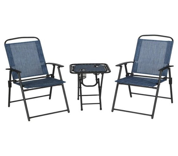 Trappers Peak Folding 3-Piece Seating Patio Set, Blue