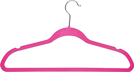 Neat Living Slim Velvet, Non-Slip Suit Clothes Hangers, Pack of 10, Pink/Silver