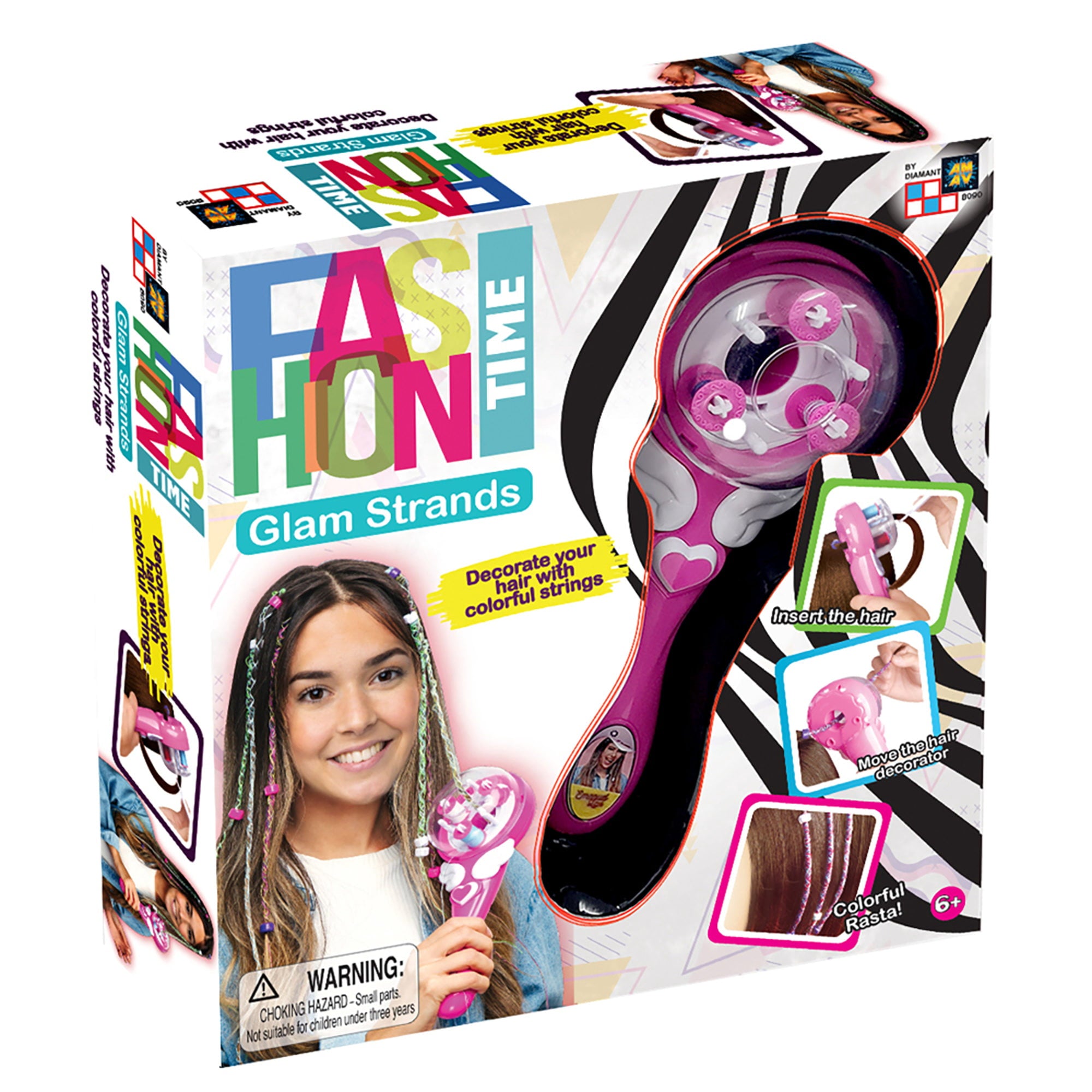 AMAV Fashion Time Glam Strands Hair Wrap Kit, Glam Strand Making Tool that creates fun and colorful designs in your hai , Children Ages 6 and Up