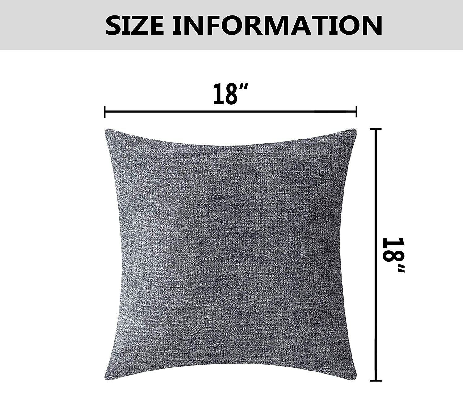 Decorative Chenille Pillow, Grey, 4 Pack