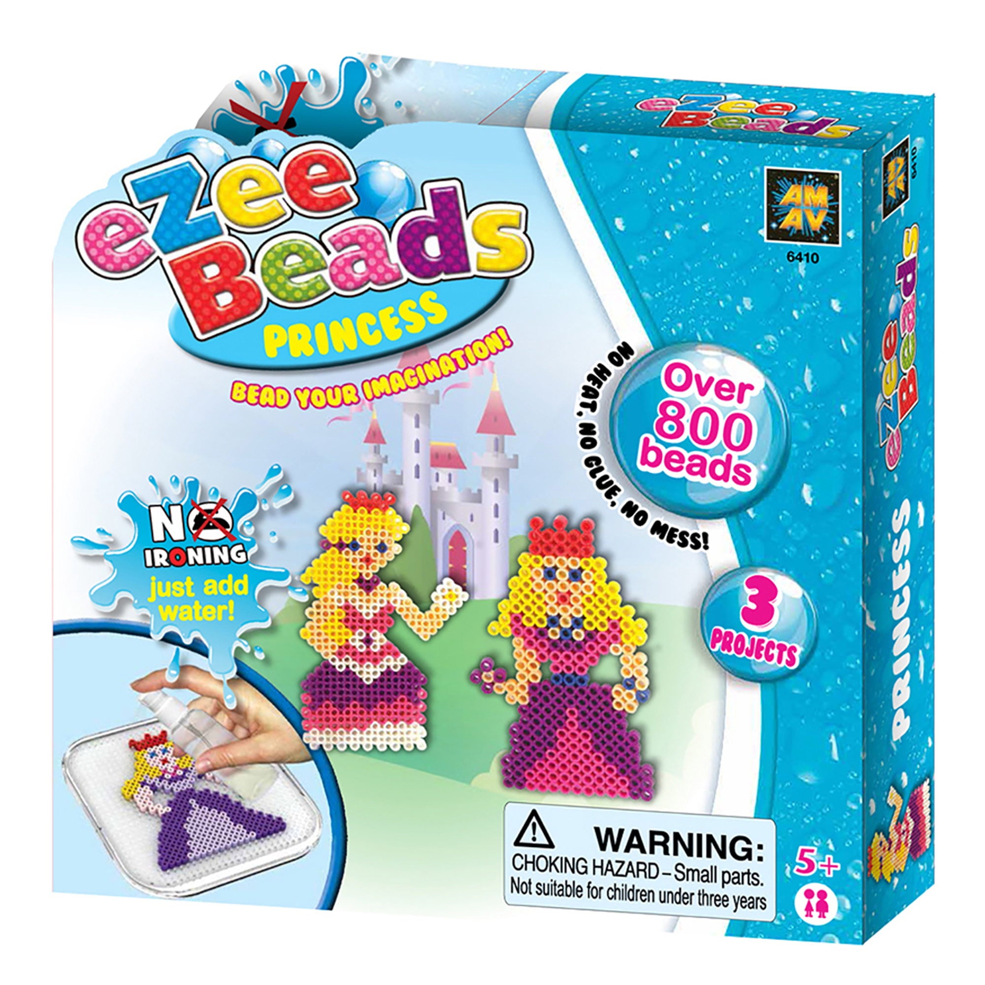 AMAV EZ Beads Princess-800 Beads Set, Craft Kit to Create Fun and Easy Bead Projects, Children Ages 5 and Up