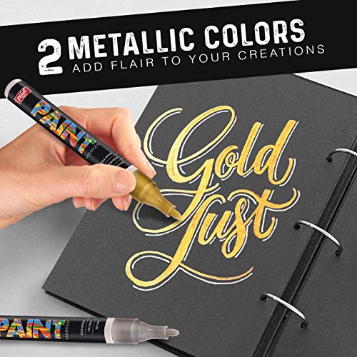 PaintMark Quick-Dry Paint Pens - Write On Anything! Rock, Wood, Glass, Ceramic & More! Low-Odor, Oil-Based, Medium-Tip Paint Markers (15 Pack)